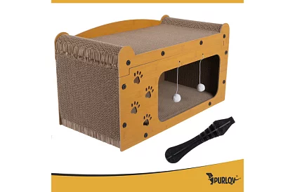 Škrabadlo a bouda pro kočky 3 v 1 – 29 × 55 × 29 cm