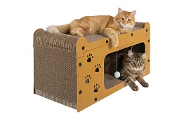 Škrabadlo a bouda pro kočky 3 v 1 – 29 × 55 × 29 cm