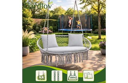 Zahradní dvoumístná houpačka s polštářem