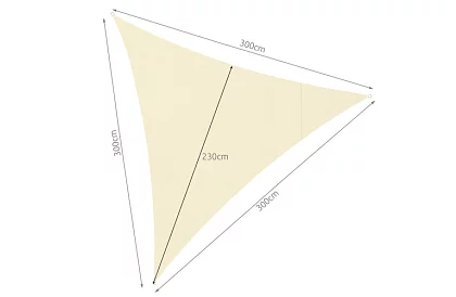 Stínící sluneční plachta trojúhelník 3 × 3 × 3 m – béžová