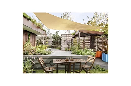 Stínící sluneční plachta trojúhelník 3 × 3 × 3 m – béžová