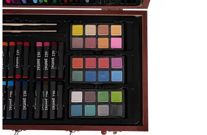 Sada na kreslení v dřevěném kufru - 148 dílů