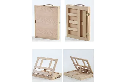 Umělecká malířská sada 45 kusů v dřevěném pouzdru se stojanem