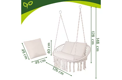 Zahradní dvoumístná houpačka s polštáři - do 300 kg