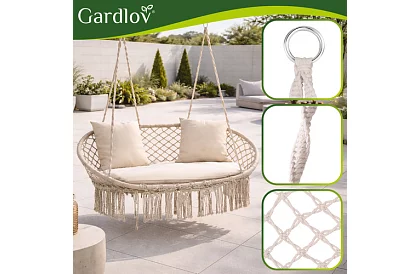 Zahradní dvoumístná houpačka s polštáři - do 300 kg