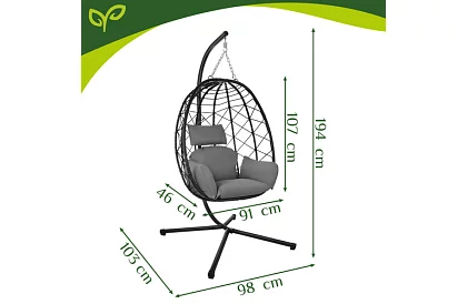Zahradní houpačka s polštářem – závěsné křeslo do 150 kg