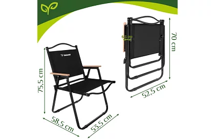 Zahradní skládací křeslo černé – nosnost 120 kg