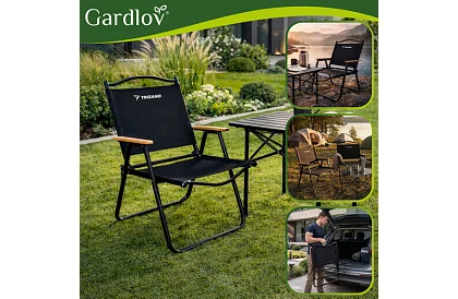 Zahradní skládací křeslo černé – nosnost 120 kg