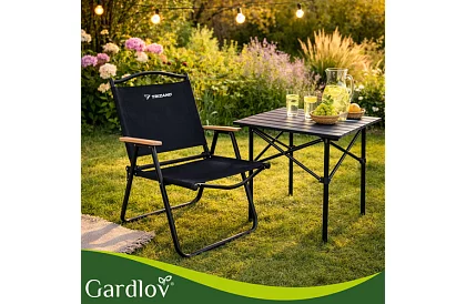 Zahradní skládací křeslo černé – nosnost 120 kg