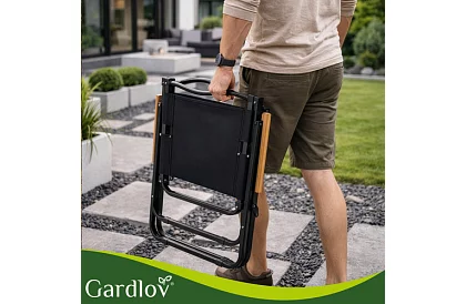 Zahradní skládací křeslo černé – nosnost 120 kg