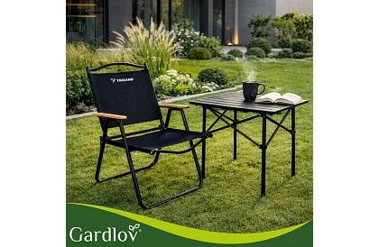 Zahradní skládací křeslo černé – nosnost 120 kg
