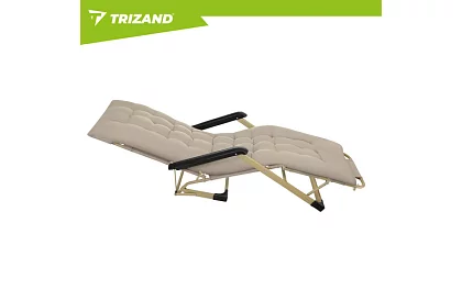 Skládací zahradní lehátko 3 v1 s polštářem - béžové