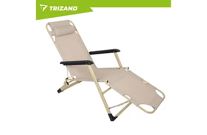 Skládací zahradní lehátko 3 v1 s polštářem - béžové