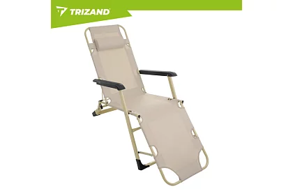 Skládací zahradní lehátko 3 v1 s polštářem - béžové