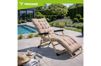 Skládací zahradní lehátko 3 v1 s polštářem - béžové