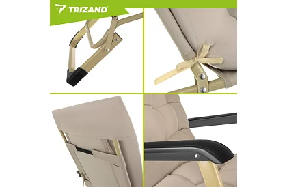 Skládací zahradní lehátko 3 v1 s polštářem - béžové