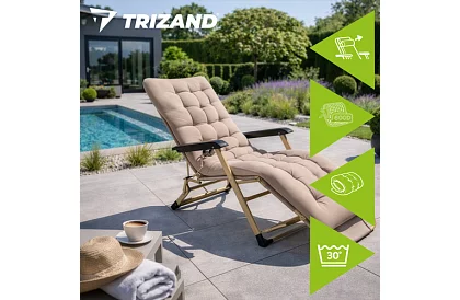 Skládací zahradní lehátko 3 v1 s polštářem - béžové