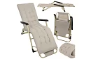 Skládací zahradní lehátko 3 v1 s polštářem - béžové