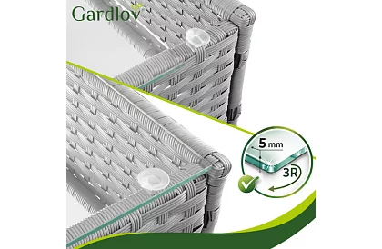 Zahradní sada nábytku – stůl, pohovka, 2 židle – šedá