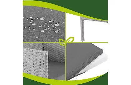 Zahradní sada nábytku – stůl, pohovka, 2 židle – šedá