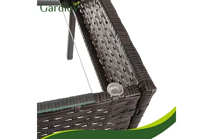 Zahradní sada nábytku – stůl, pohovka, 2 židle – hnědá