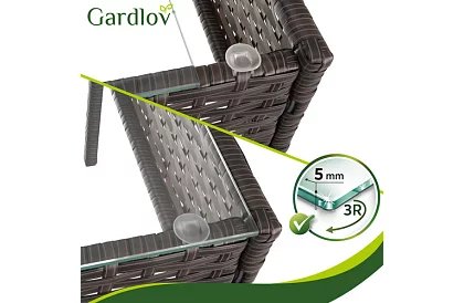 Zahradní sada nábytku – stůl, pohovka, 2 židle – hnědá