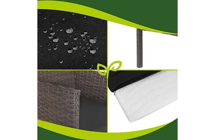 Zahradní sada nábytku – stůl, pohovka, 2 židle – hnědá