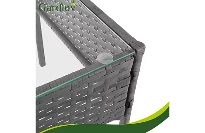 Zahradní sada nábytku – stůl, pohovka, 2 židle – tmavě šedá