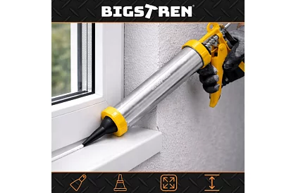 Vytlačovací pistole na tmel 600 ml + 5 trysek + 5 špachtlí