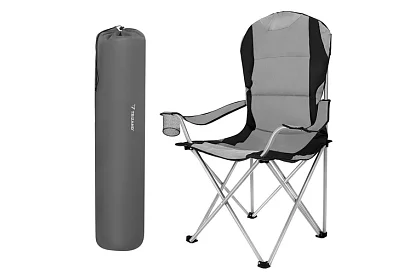 Skládací rybářské křeslo s područkami - šedočerné