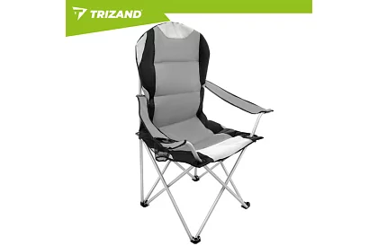 Skládací rybářské křeslo s područkami - šedočerné