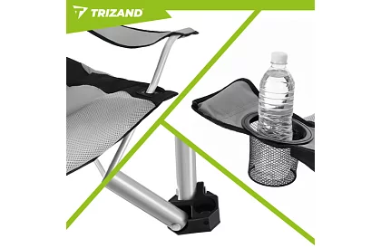 Skládací rybářské křeslo s područkami - šedočerné