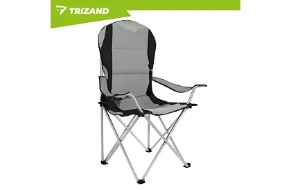 Skládací rybářské křeslo s područkami - šedočerné