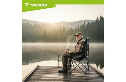 Skládací rybářské křeslo s područkami - šedočerné