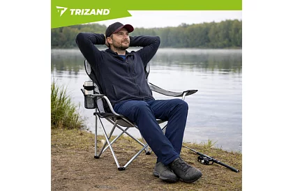 Skládací rybářské křeslo s područkami - šedočerné