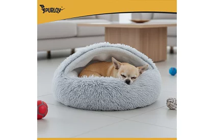 Chlupatý pelíšek se stříškou 44 × 38 cm