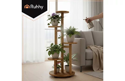 Elegantní dřevěný stojan na květiny 86 × 33 cm