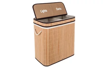 Bambusový koš na prádlo – dvoukomorový 100 L