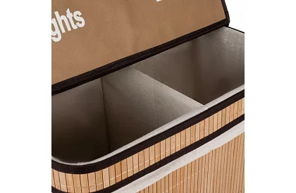 Bambusový koš na prádlo – dvoukomorový 100 L