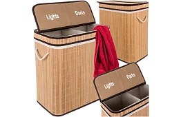 Bambusový koš na prádlo – dvoukomorový 100 L