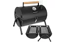Kempingový gril na dřevěné uhlí – 2 rošty, teploměr
