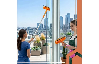 Teleskopická okenní stěrka s mopem 3 v 1