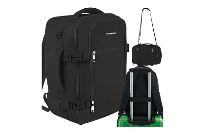 Cestovní batoh 2 v 1 – příruční zavazadlo do letadla 40 × 20 × 25 cm – černý