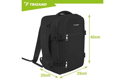 Cestovní batoh 2 v 1 – příruční zavazadlo do letadla 40 × 20 × 25 cm – černý