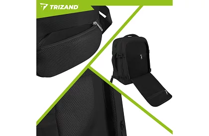 Cestovní batoh 2 v 1 – příruční zavazadlo do letadla 40 × 20 × 25 cm – černý