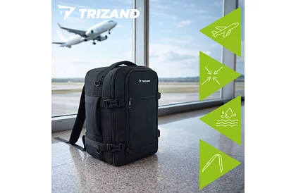 Cestovní batoh 2 v 1 – příruční zavazadlo do letadla 40 × 20 × 25 cm – černý