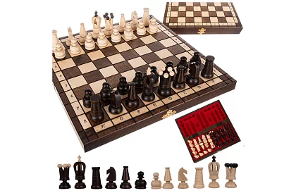 Dřevěné šachy z habru – elegantní klasika v kufříku