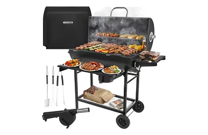 Zahradní gril na dřevěné uhlí 108x67x96cm + příslušenství