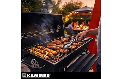 Zahradní gril na dřevěné uhlí 108x67x96cm + příslušenství