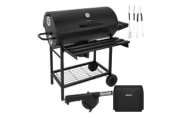 Zahradní gril na dřevěné uhlí 108x67x96cm + příslušenství